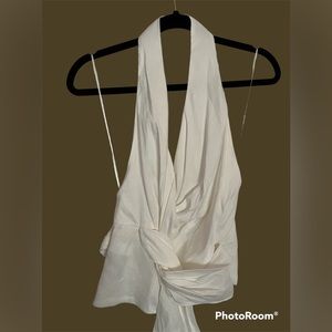 Ruched halter top open back